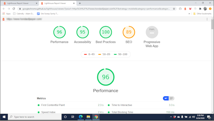 A good example of a website optimized for speed and Google performance.